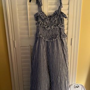 Blue/White Striped Jumpsuit